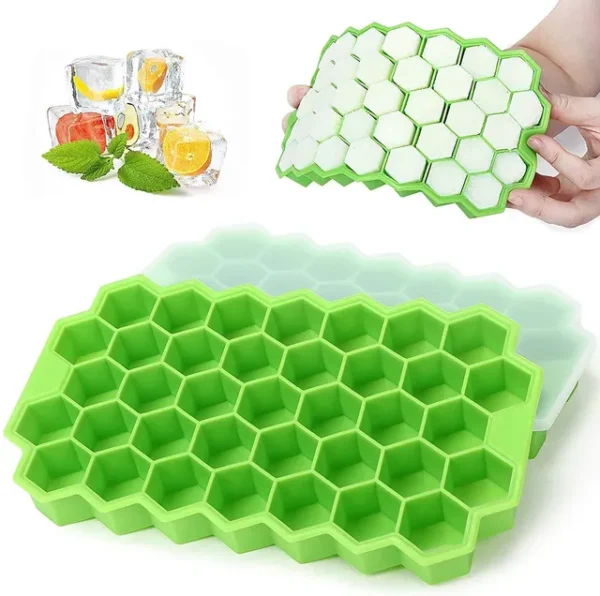 Pack of 2 – 37-Grid Ice Cube Trays with Lids, BPA-Free Silicone, Easy Release