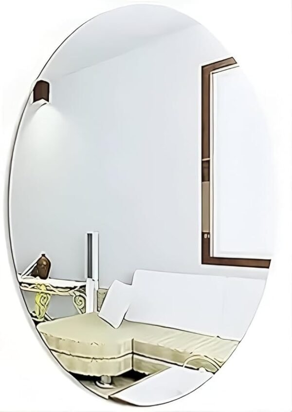 Oval Adhesive Mirror Sticker – 40x30 cm Unbreakable Plastic Wall Mirror